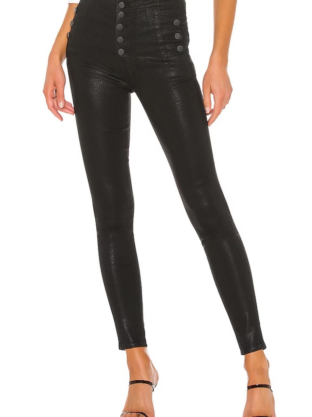 J Brand Natasha High-Waisted Black Leather Skinny Pants - Picture 2 of 5